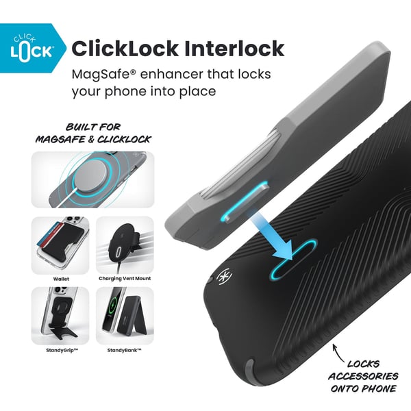 Speck Presidio2 Grip ClickLock & MagSafe - iPhone Air Cover (Sort / Skifergrå / Hvid)