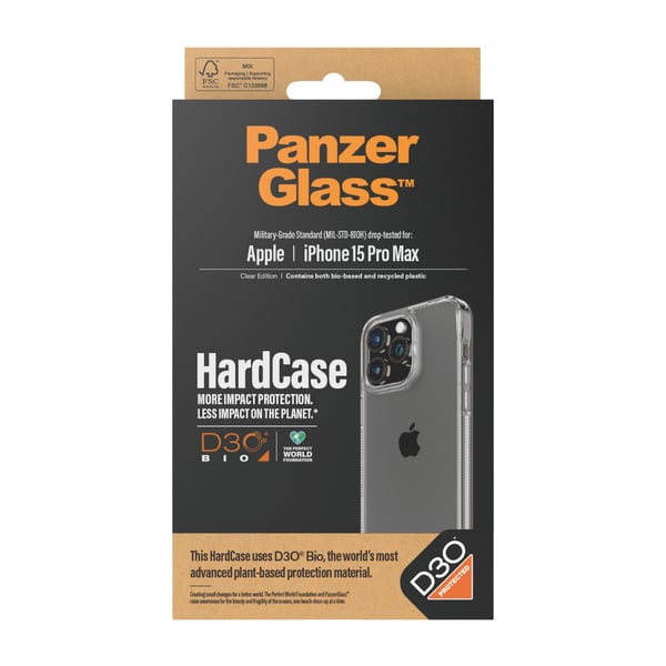 PanzerGlass ® HardCase Transparent w. D3O® iPhone 15 Pro Max mobiltelefonfodral Mobilskal