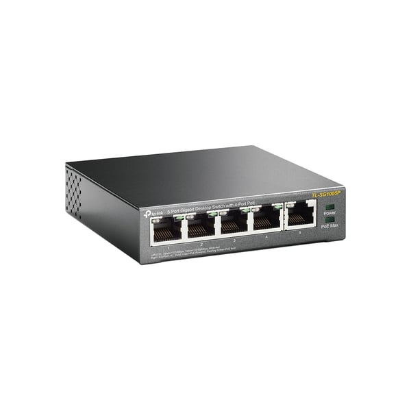 TP-Link TL-SG1005P Hallitsematon Gigabit Ethernet (10/100/1000) Power over Ethernet -tuki Musta