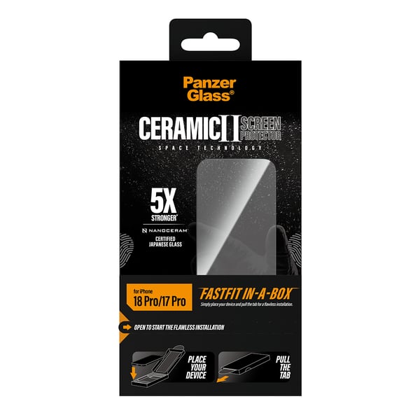 PanzerGlass ® Ceramic Skærmbeskyttelse iPhone 18 Pro | 17 Pro m. FASTFIT IN-A-BOX
