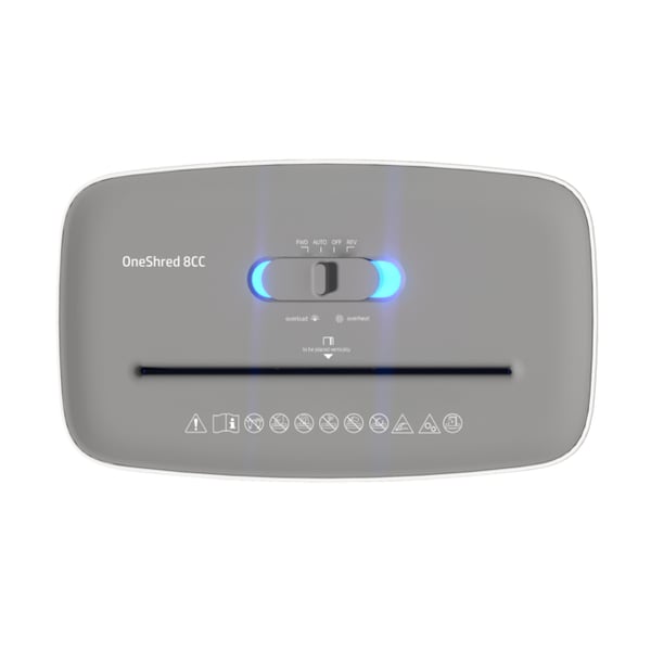 HP OneShred 8CC dokumentförstörare Partikelsnitt 68 dB 22 cm Vit