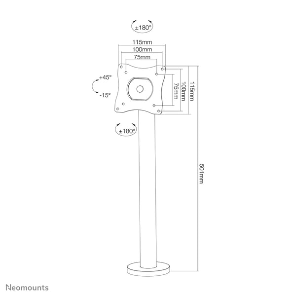 Neomounts NS-DPOS100BLACK fäste och ställ till bildskärm 81,3 cm (32") Bord Svart