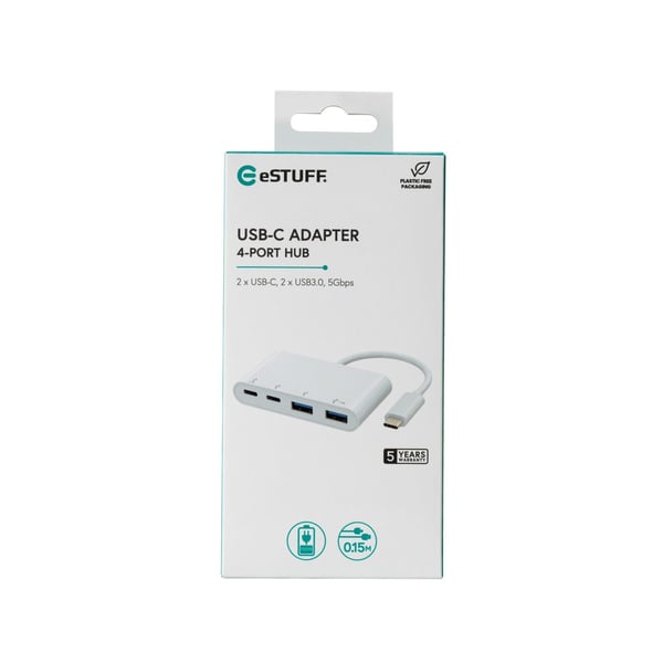 eSTUFF ES625002 gränssnittshubbar USB 3.2 Gen 1 (3.1 Gen 1) Type-C 10000 Mbit/s Vit