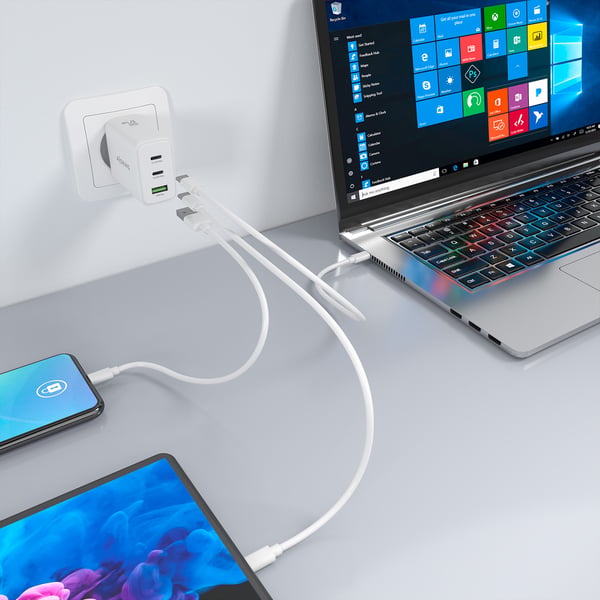 AISENS ASCH-67W3P086-W mobiililaitteen laturi Matkapuhelin, Älypuhelin, Digitaalikamera, Universaali, Tabletti, MP3, MP4, GPS, Kannettava pelikonsoli Valkoinen AC Pikalataus Sisätila