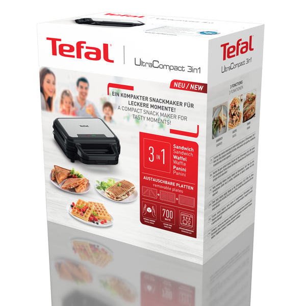 Tefal SW383D10 smörgåsgrill 700 W Svart, Rostfritt stål