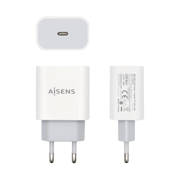 AISENS A110-0537 mobiililaitteen laturi Digivideokamera, Digitaalikamera, Matkapuhelin, Älypuhelin, Tabletti Valkoinen AC Pikalataus Sisätila