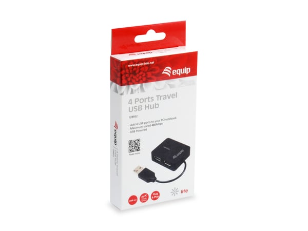Equip 128952 gränssnittshubbar USB 2.0 480 Mbit/s Svart