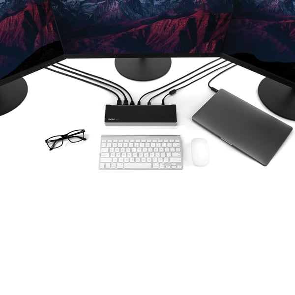 StarTech.com USB-C Dockingstation - Dockningsstation för tre 4K-skärmar med två DisplayPort & HDMI - 10