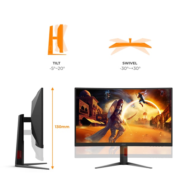 AOC G4 CQ27G4Z2P platta pc-skärmar 68,6 cm (27") 2560 x 1440 pixlar Quad HD LCD Svart, Röd