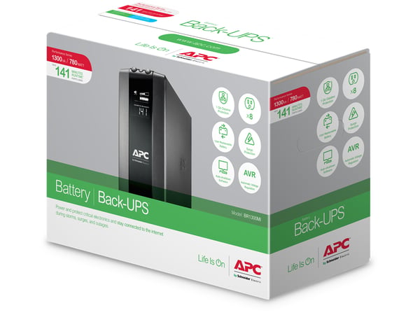 APC BR1300MI UPS-virtalähde Linjainteraktiivinen 1,3 kVA 780 W 8 AC-pistorasia(a)