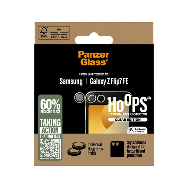 PanzerGlass ® Hoops® Camera Lens Protector Transparent Samsung Galaxy Z Flip7 FE Kirkas näytönsuoja 1 kpl