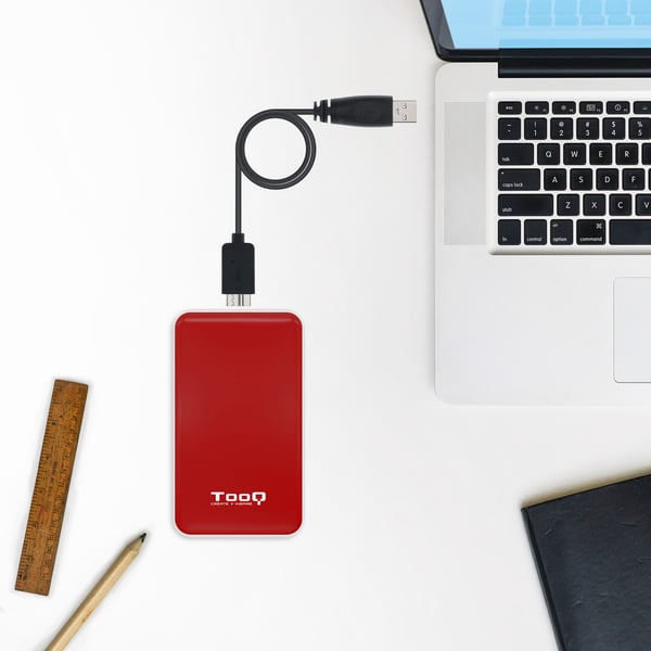 TooQ TQE-2528R Hölje för lagringsenheter SSD-inkapsling Röd 2.5"