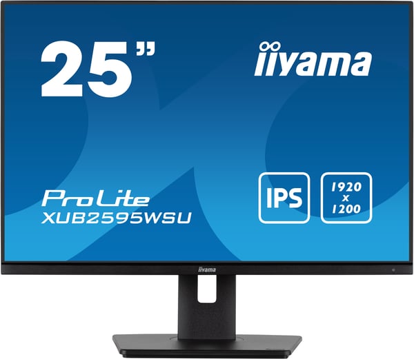 iiyama ProLite 63,5 cm (25\") LED-skärm IPS-panel, 1920x1200, 300cd/m2, VGA, HDMI, DisplayPort, 4ms, Högtalare, USB-HUB (2x2.0), 15cm