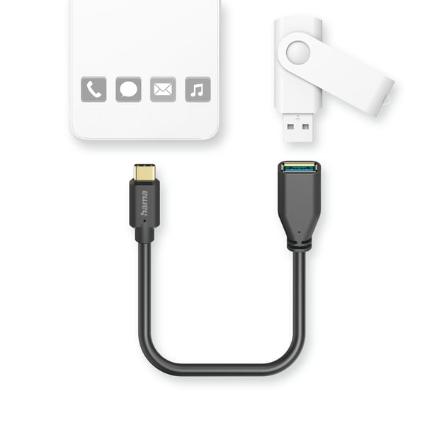Hama 00125105 USB-kabel USB 3.2 Gen 1 (3.1 Gen 1) 0,15 m USB A USB C 5 Gbit/sek. Sort