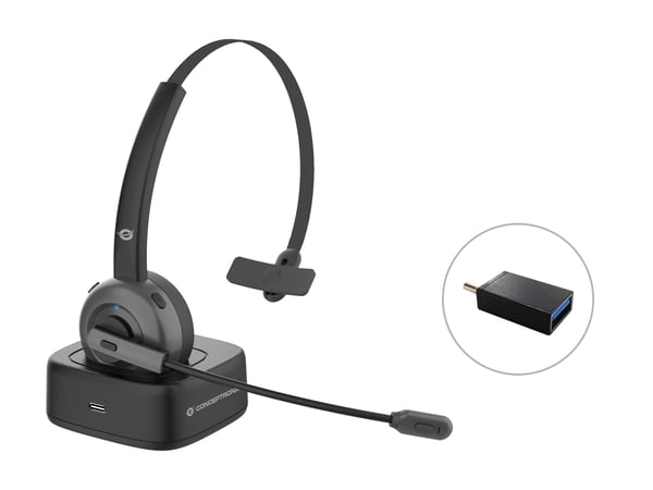 Conceptronic POLONA03BD hovedtelefoner/headset Trådløs Kontor/Callcenter Bluetooth Opladningsstativ Sort Conceptronic POLONA03BD hovedtelefoner/headset Trådløs Kontor/Callcenter Bluetooth Opladningsstativ Sort