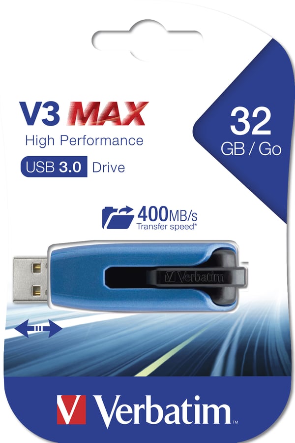 Verbatim Store 'n' Go V3 Max USB-muisti 32 GB USB A-tyyppi 3.2 Gen 1 (3.1 Gen 1) Sininen