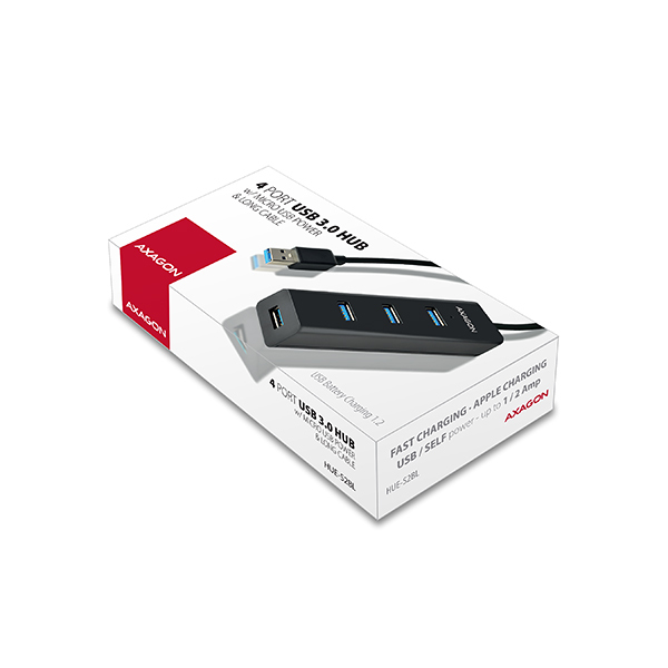 Axagon HUE-S2BL gränssnittshubbar USB 3.2 Gen 1 (3.1 Gen 1) Type-A 5000 Mbit/s Svart