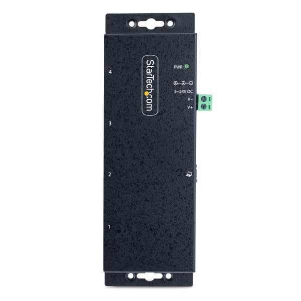 StarTech.com Industriell USB 3.0 5 Gbps-hubb med 4 portar. Robust USB-hubb med ESD- och överspänningsskydd. DIN-, vägg- eller skrivbordsmonterbar USB-A-hubb. USB-expander med låsbara portar, kraftig