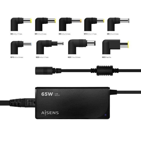 AISENS ASLC-65WAUTO-BK virta-adapteri ja vaihtosuuntaaja Sisätila 65 W Musta