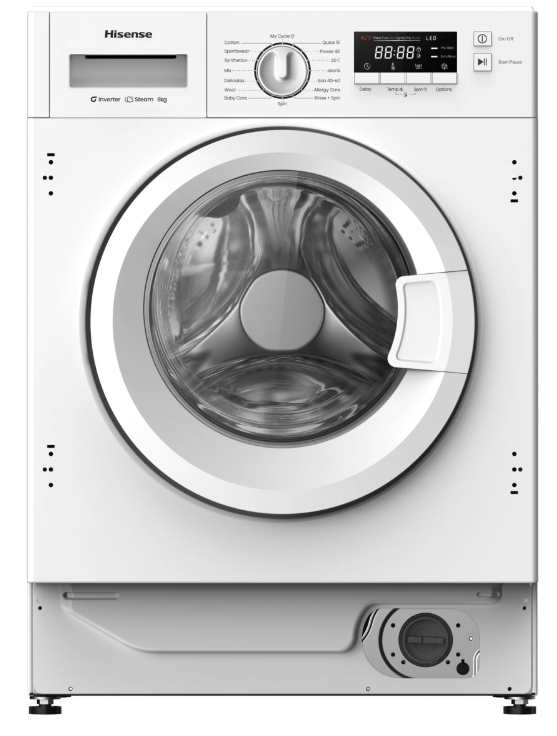Hisense WF3M841BWIES vaskemaskine Front-læsning 8 kg 1350 rpm Hvid