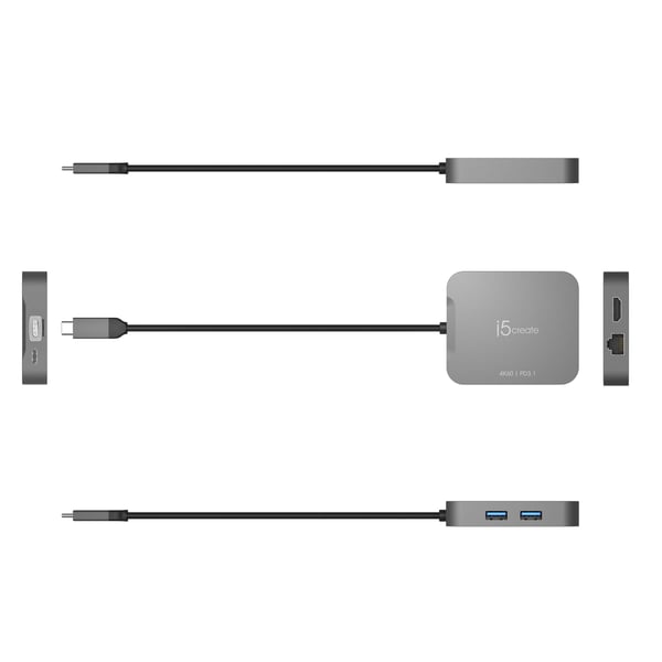 j5create JCD3191-N kannettavien tietokoneiden telakka ja porttitoistin Langallinen USB 3.2 Gen 2 (3.1 Gen 2) Type-C Harmaa