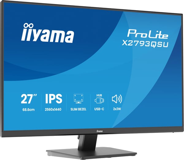 iiyama ProLite X2793QSU-B1 tietokoneen litteä näyttö 68,6 cm (27") 2560 x 1440 pikseliä Quad HD LED Musta