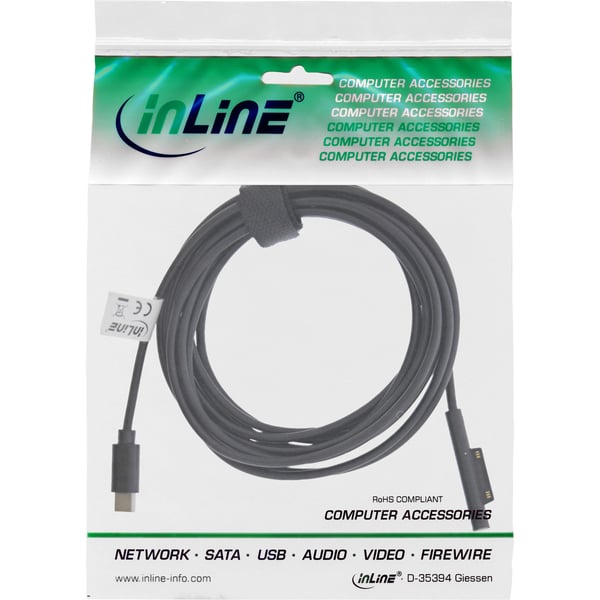 InLine 26670 el-ledning Sort 1 m USB C Surface Connect