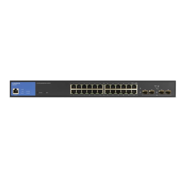 Linksys 24-portars administrerad Gigabit-witch med 4 x 1Gb SFP-platser för upplänk