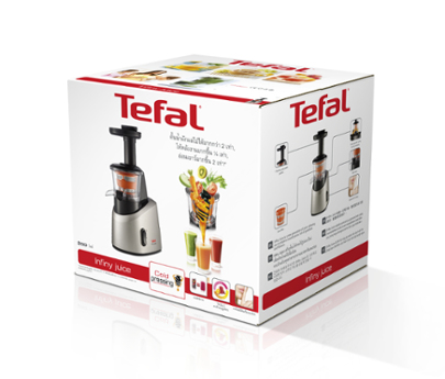 Tefal Infiny Juice ZC255B Långsam juicepress 200 W Grå, Silver