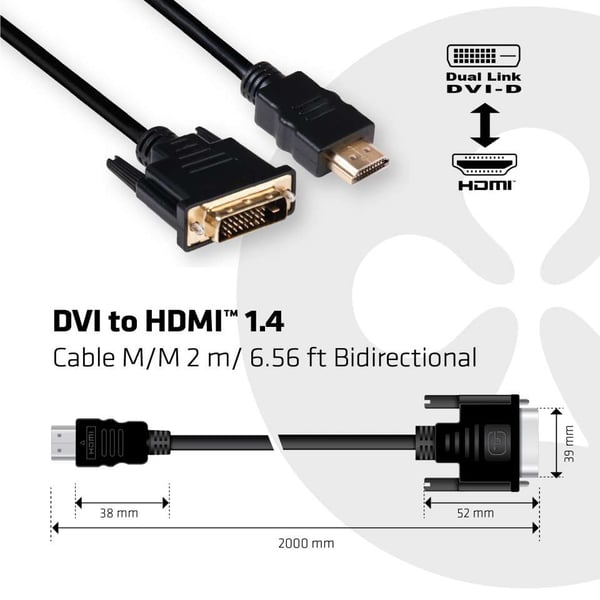 Club 3D CAC-1210 - Adapterkabel - Dual Link - DVI-D hane till HDMI hane