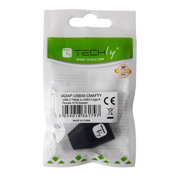 Techly IADAP-USB30-CMAFTY kabelomvandlare (hane/hona) USB A USB C Svart