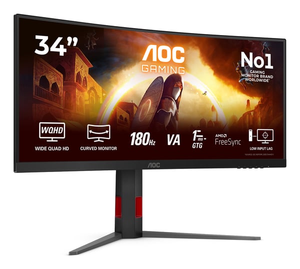 AOC G4 CU34G4 computerskærm 86,4 cm (34") 3440 x 1440 pixel Wide Quad HD LED Sort, Rød
