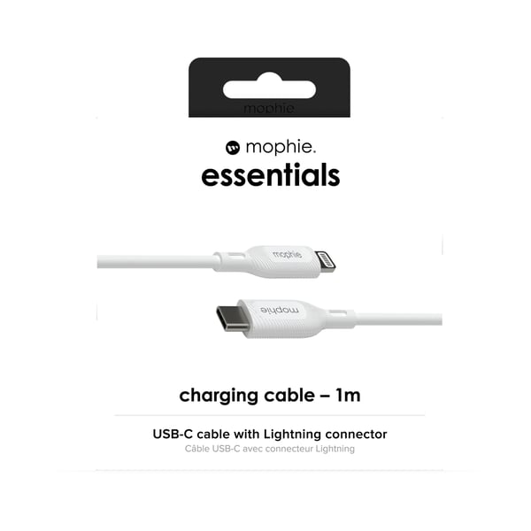 mophie essentials Lightning to USB-C | charging cable (1M) Valkoinen