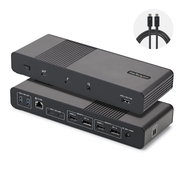 StarTech.com 206UE-TB5USB4DOCK dockingstation Ledningsført Thunderbolt 5 Sort, Grå StarTech.com 206UE-TB5USB4DOCK dockingstation Ledningsført Thunderbolt 5 Sort, Grå