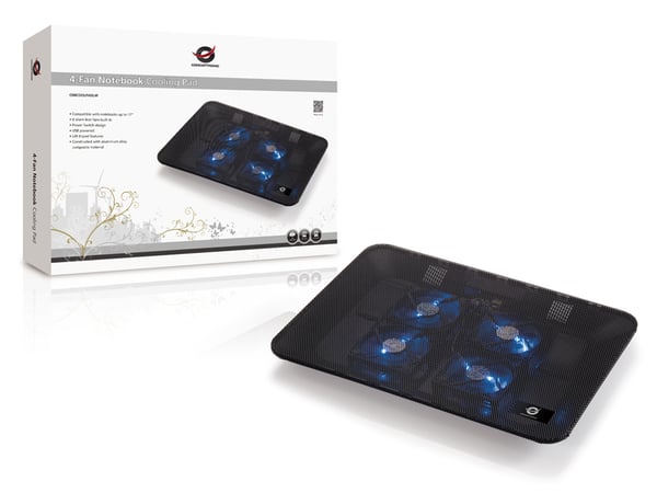 Conceptronic CNBCOOLPADL4F køling til laptop 39,6 cm (15.6") Sort