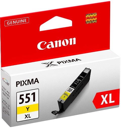 Canon CLI-551XL Y w/sec mustekasetti 1 kpl Alkuperäinen Korkea (XL) värintuotto Keltainen