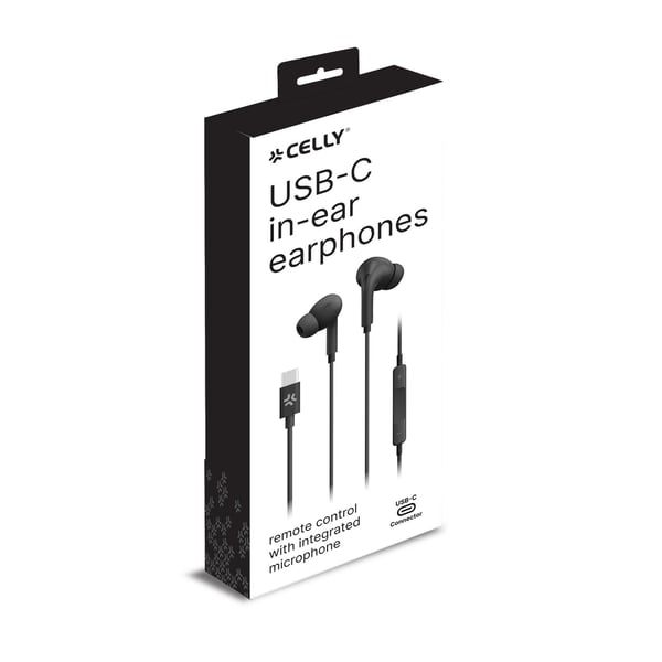 Celly UP1200TYPECBK kuulokkeet ja kuulokemikrofoni Langallinen In-ear Puhelut/Musiikki USB Type-C Musta