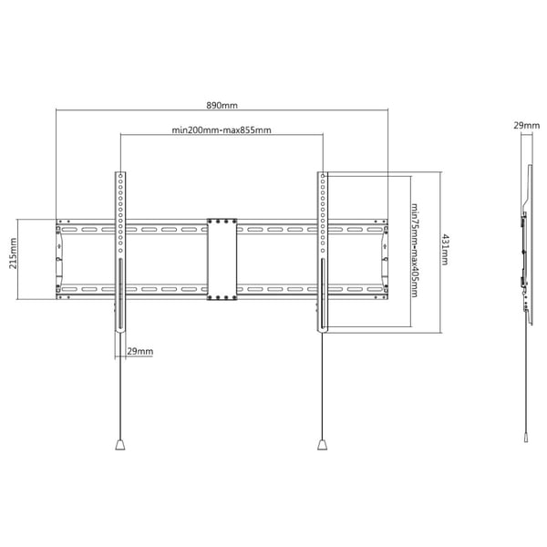 Techly ICA-PLB 948F TV-kiinnike 2,29 m (90") Musta