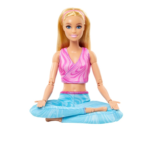 Barbie Made to Move -nukke, vaaleat hiukset, riisuttava urheilutoppi ja urheiluhousut, 22 taipuvaa niveltä