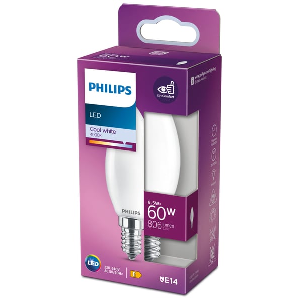 Philips 8718699762711 LED-lampe Kold hvid 4000 K 6,5 W E14 E