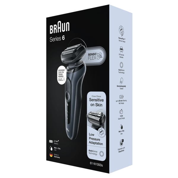 Braun Series 6 61-N1000s Folierakapparat Svart, Grå