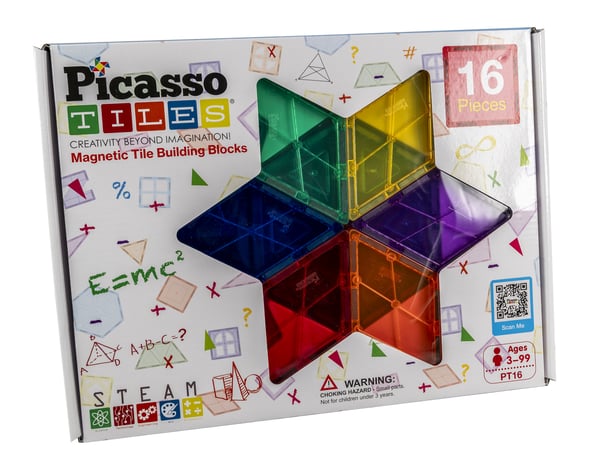 PicassoTiles 16pc Magnetic Tiles set