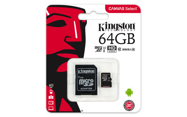Kingston Technology Canvas Select 64 GB MicroSDXC UHS-I Klasse 10