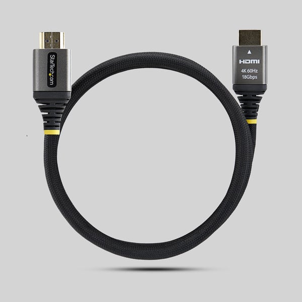 StarTech.com HDMI2-FLEX-4K60-1M HDMI-kaapeli HDMI-tyyppi A (vakio) Musta, Hopea