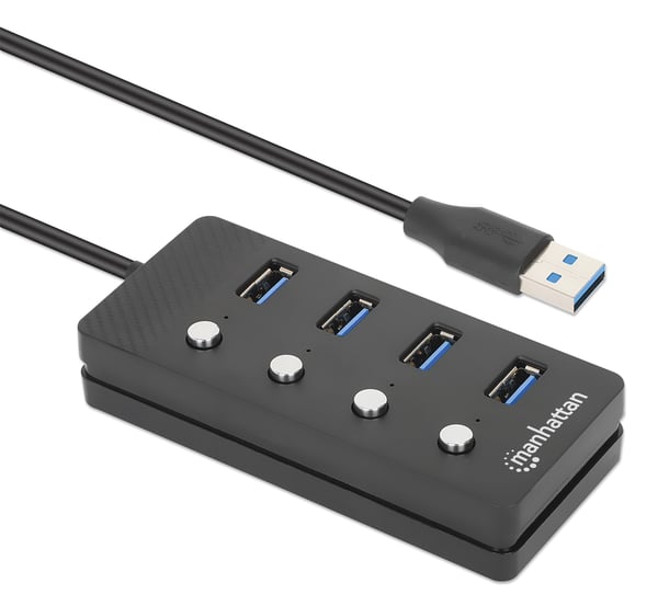 Manhattan 180887 dockningsstationer för bärbara datorer USB 3.2 Gen 1 (3.1 Gen 1) Type-A Svart