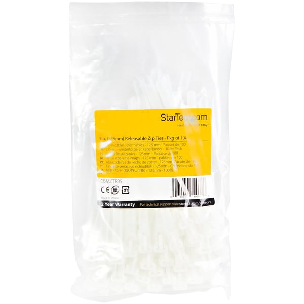 StarTech.com 12,70 cm (5\")(12 cm) Genanvendelige kabelbindere, 1-1/8\"(30 mm) Dia