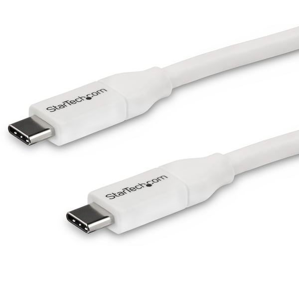 StarTech.com 4 m USB-C snabbladdningskabel, laddning och synkronisering, 100 W (5 A) PD, USB 2.0, USB-IF-certifierad - Vit USB C-laddningssladd