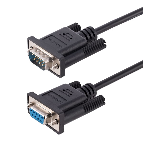 StarTech.com RS232 seriell nollmodel-kabel på 3 m, seriell crossover-kabel med/Al-Mylar-skärmning, DB9 seriell COM-portkabel (hane till hona), kompatibel med DTE-enheter, svart, F/M
