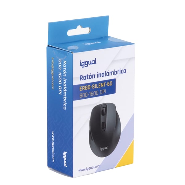 iggual ERGO-SILENT-6D mus Kontor Højre hånd RF trådløst 1600 dpi