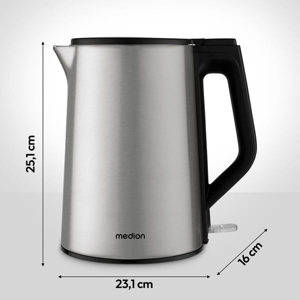 MEDION MD12105 vattenkokare 1,5 l 2200 W Rostfritt stål
